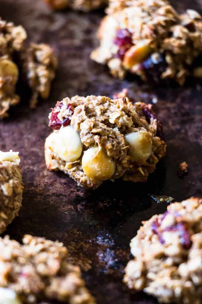 White Chocolate Chip Cranberry Breakfast Cookies. A quick and healthy weight watchers breakfast for on the go.