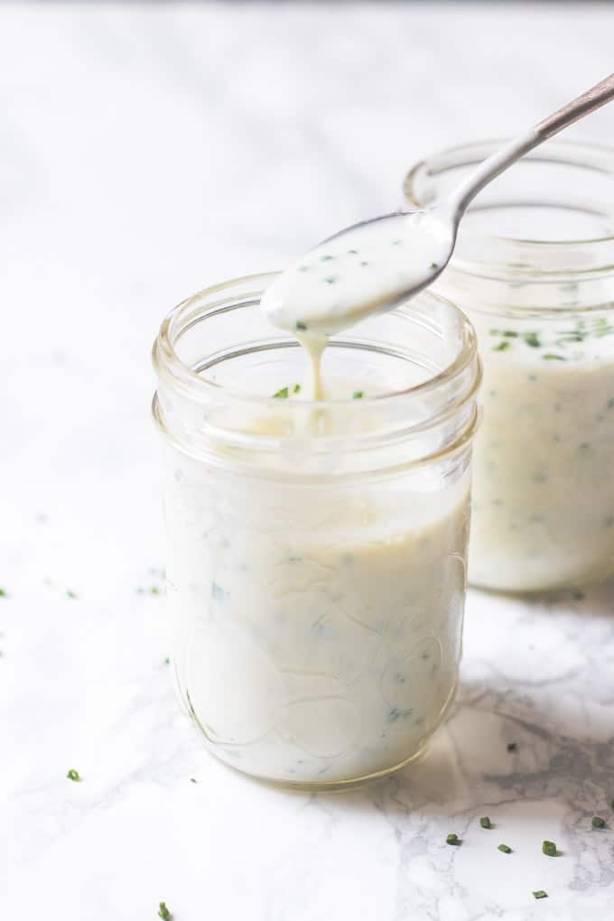 Homemade Ranch Dressing in a jar.