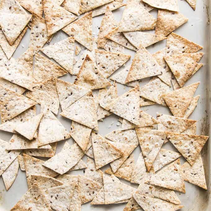 These whole grain homemade tortilla chips are the perfect healthy snack. They are crunchy, high in fibre and low in fat and have all the deliciousness of regular tortillas.