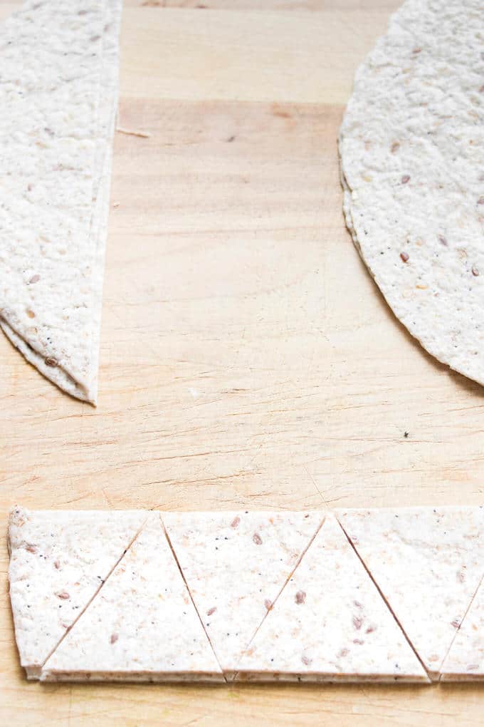 These whole grain homemade tortilla chips are the perfect healthy snack. They are crunchy, high in fibre and low in fat and have all the deliciousness of regular tortillas.