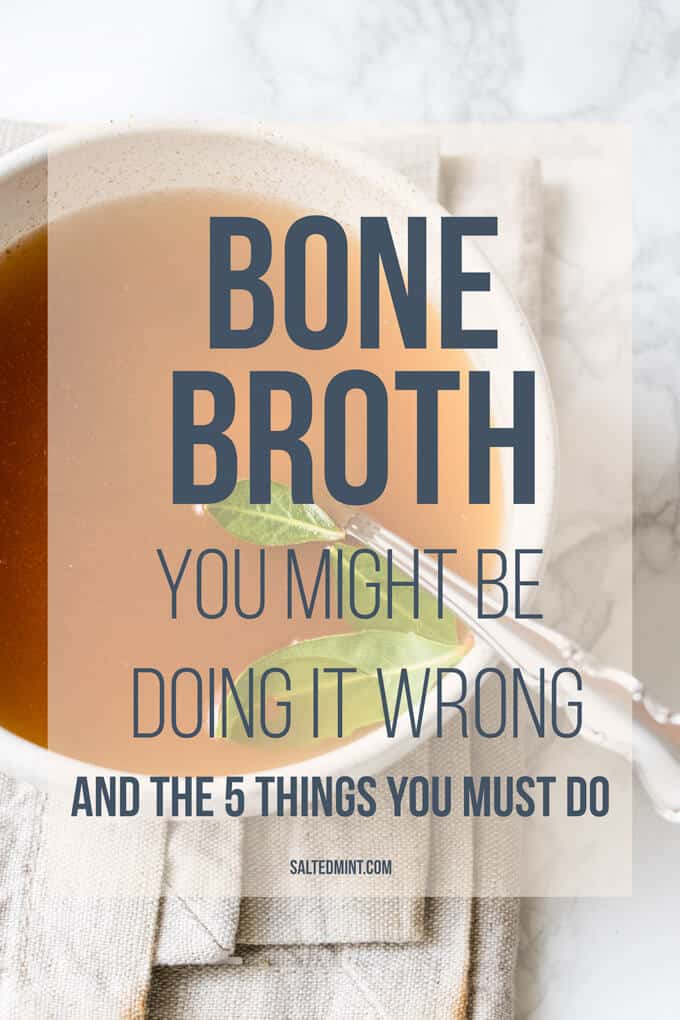 Beef bone broth in a pot.