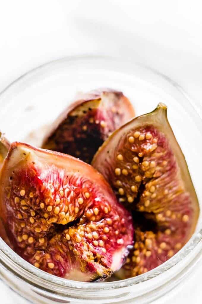 These fig & honey overnight oat pots are the perfect get up and go breakfast. They're creamy and sweet with a hint of salt and earthy sweet fig notes. High in calcium and protein they make the perfect breakfast.