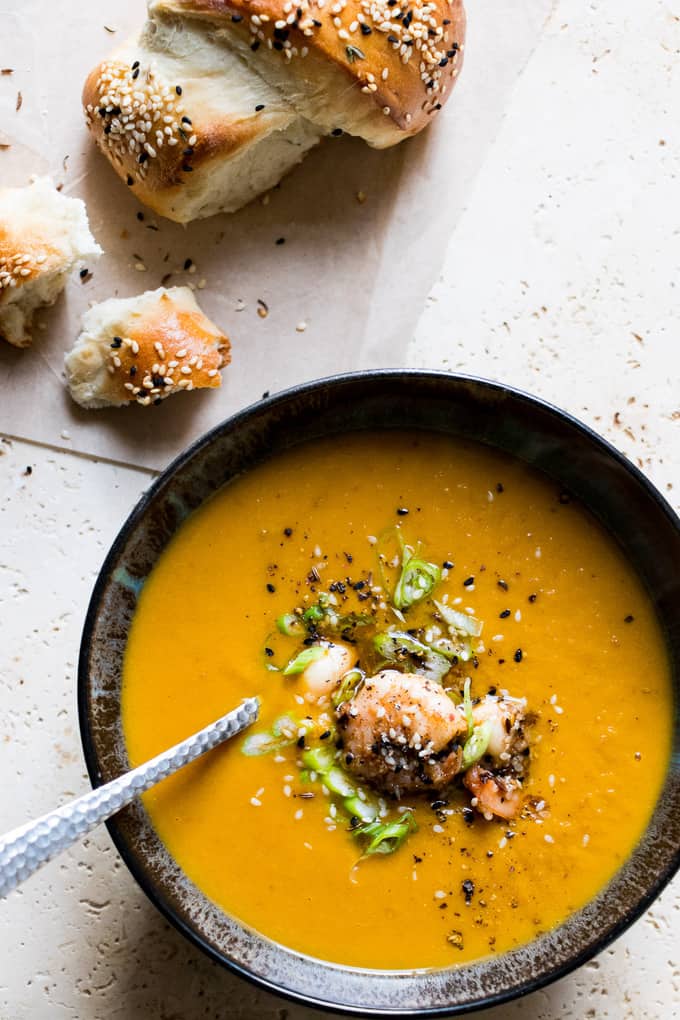 Miso Sweet Potato Soup | Thick and steaming soup that will stick to your bones. Made in 20 minutes flat. 