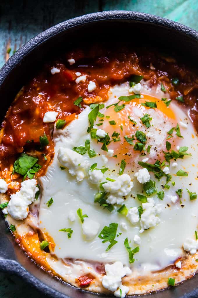 Spicy Turkish Style Baked Eggs (Shakshuka) | A super easy, spicy baked egg dish that's perfect for weeknight dinners.