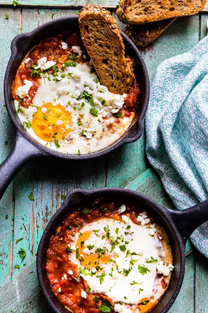 Spicy Turkish Style Baked Eggs (Shakshuka) • Salted Mint