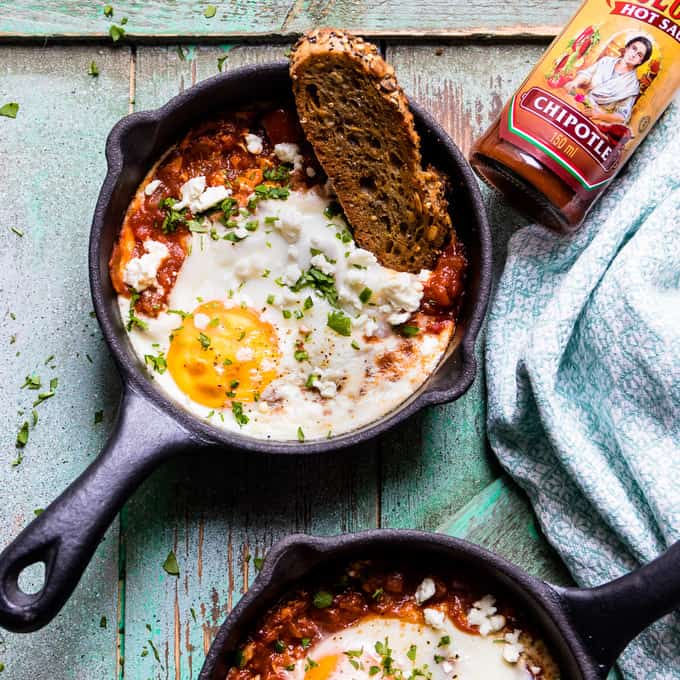 Spicy Turkish Style Baked Eggs (Shakshuka) | A super easy, spicy baked egg dish that's perfect for weeknight dinners.