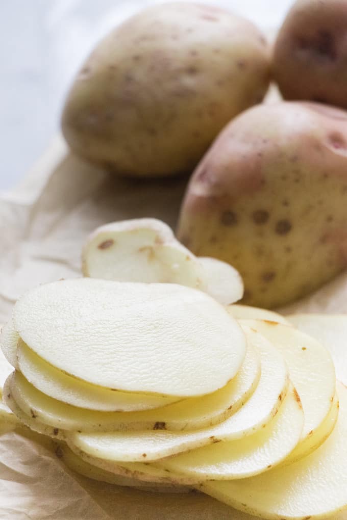 Potatoes Au Gratin in a casserole dish.