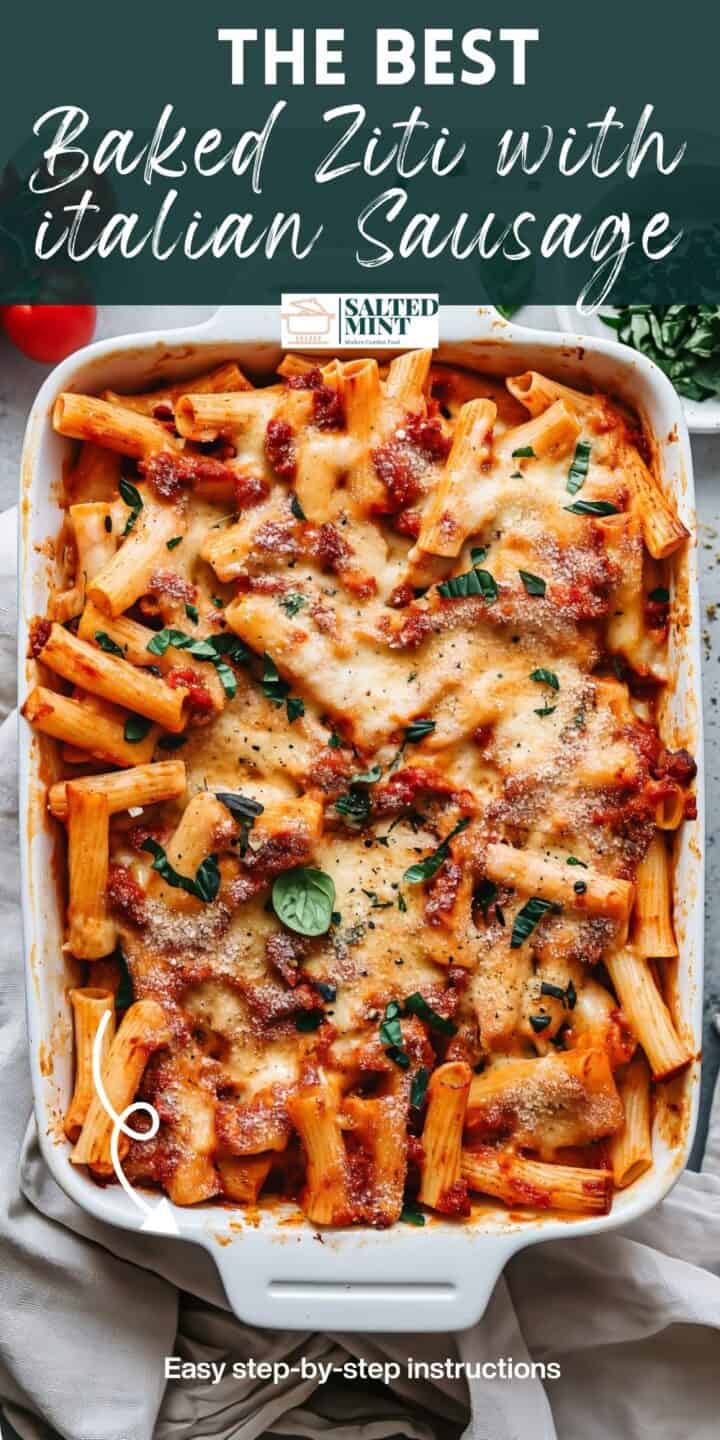 Easy Baked Ziti With Sausage • Salted Mint