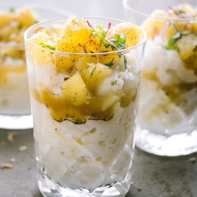 Creamy Coconut & Lime Rice Pudding With Brown Sugar Pineapple • Salted Mint