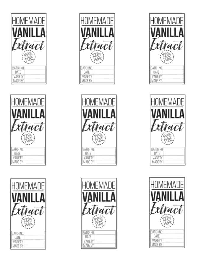 Free Vanilla Printable Labels  Homemade vanilla extract, Printable labels,  Homemade vanilla