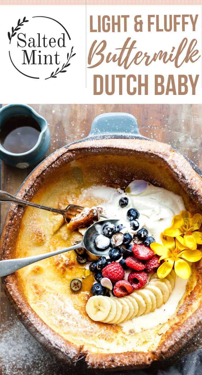 Buttermilk Dutch baby with fruit and cream.