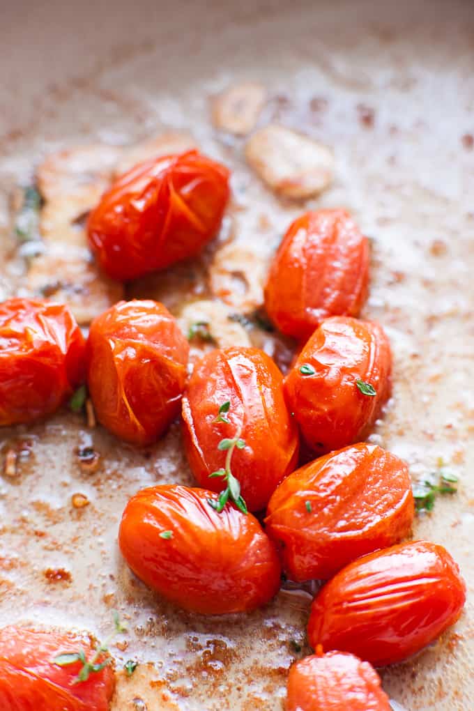 Ricotta gnocchi with cherry tomatoes and herbs.