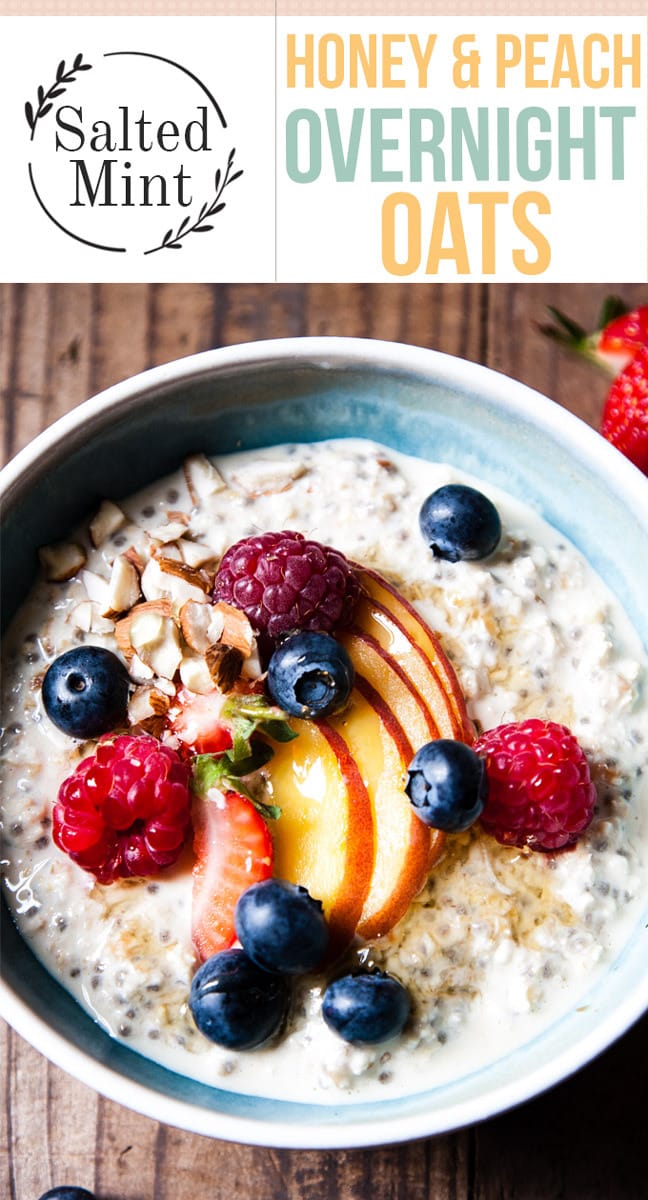 Healthy overnight oats with fruit.