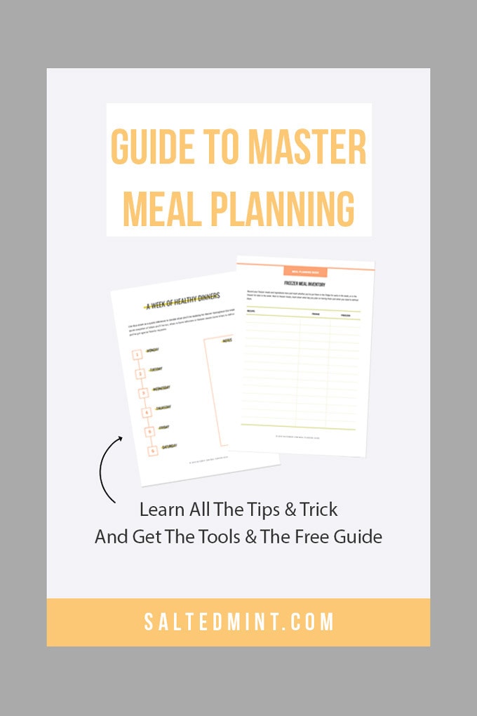 Meal planning guide with text overlay.