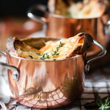 Easy French Onion Soup In Bowls.