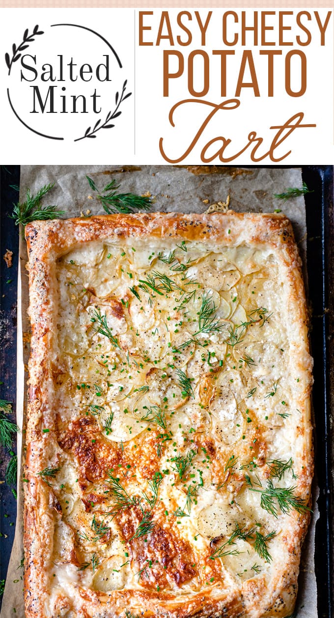 Potato tart with puff pastry and cheese.