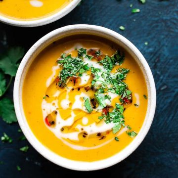 Butternut squash soup with parsely.