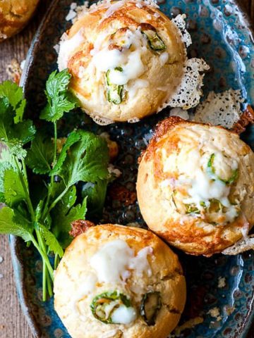 Jalapeno corn bread muffins with cheese.