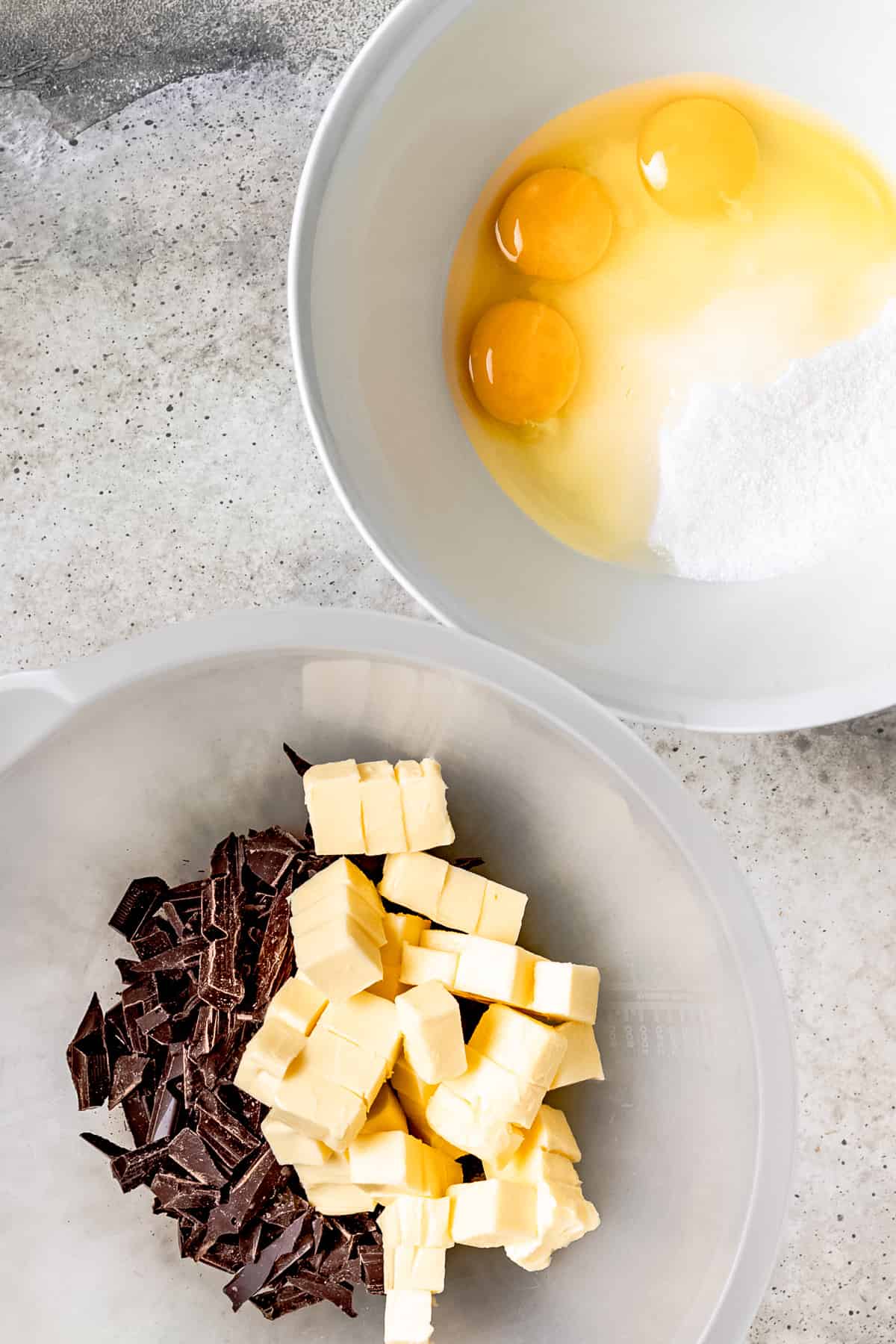 Butter and sugar for brownies.