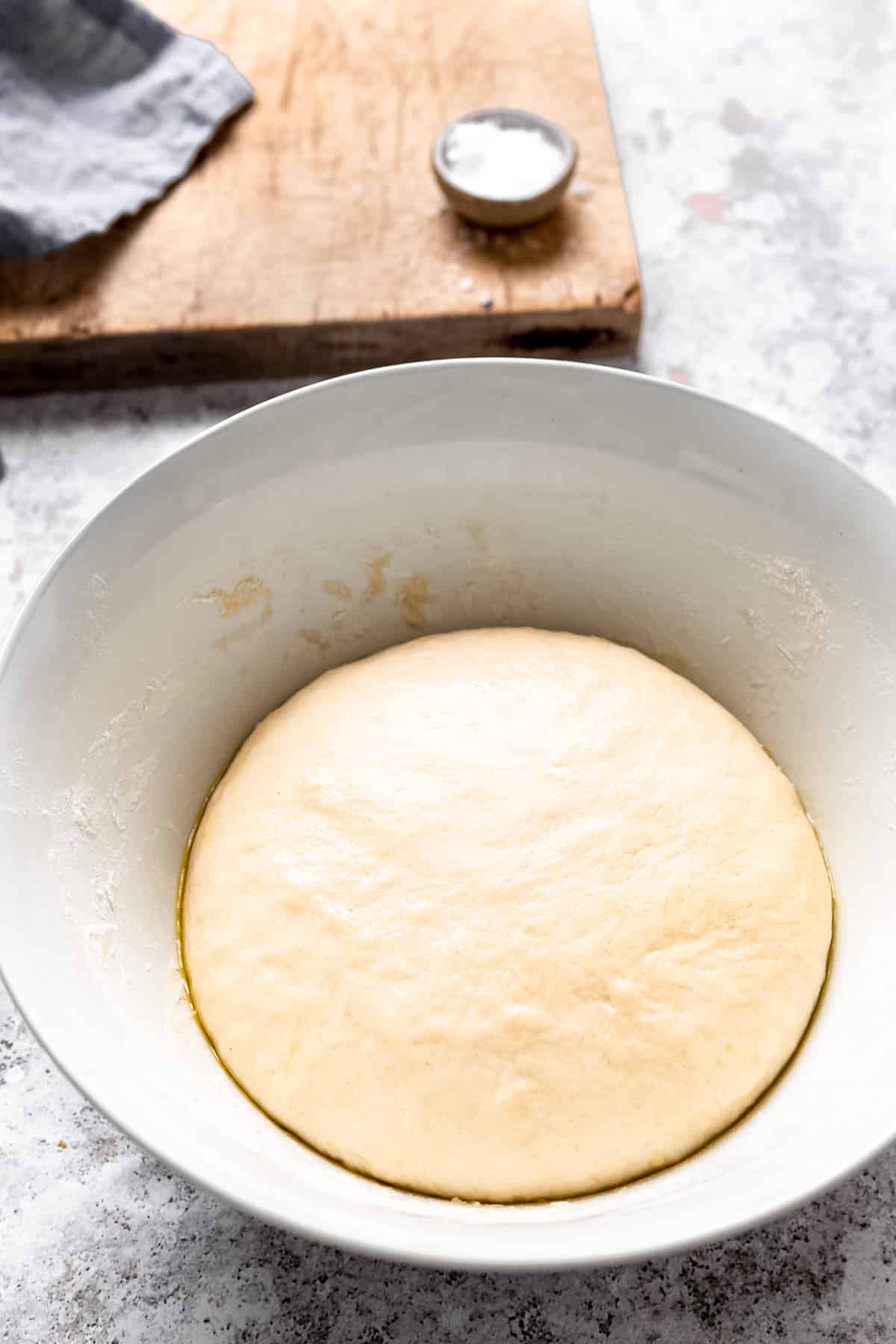 Pizza dough after rising.