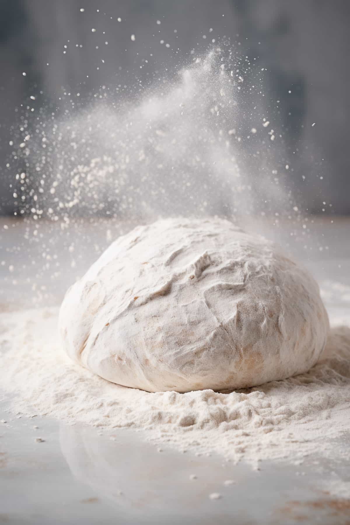 Bread dough on a floured surface left to rise.