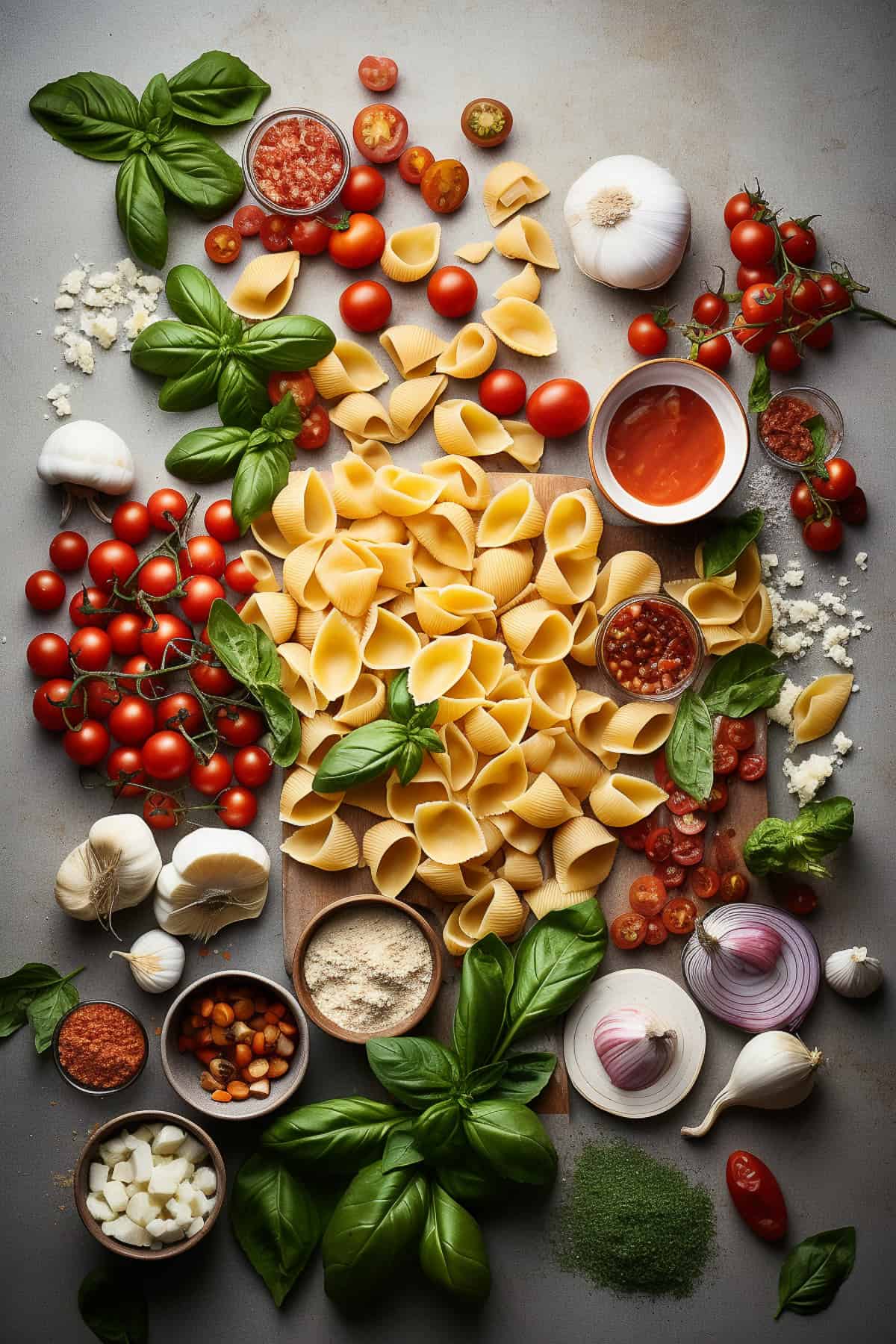 Ingredients for stuffed pasta shells.