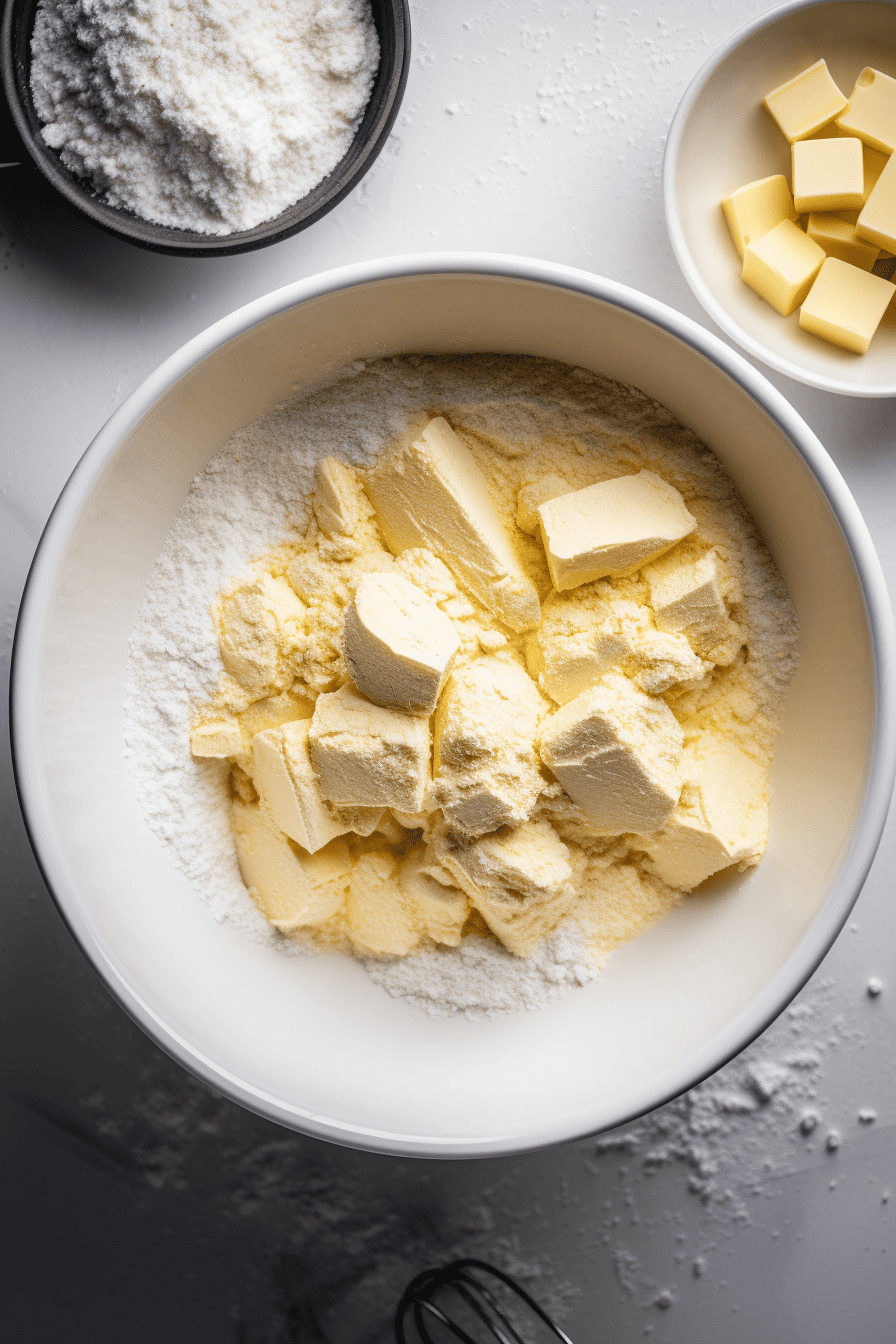 Butter and sugar being mixed for cookie dough.