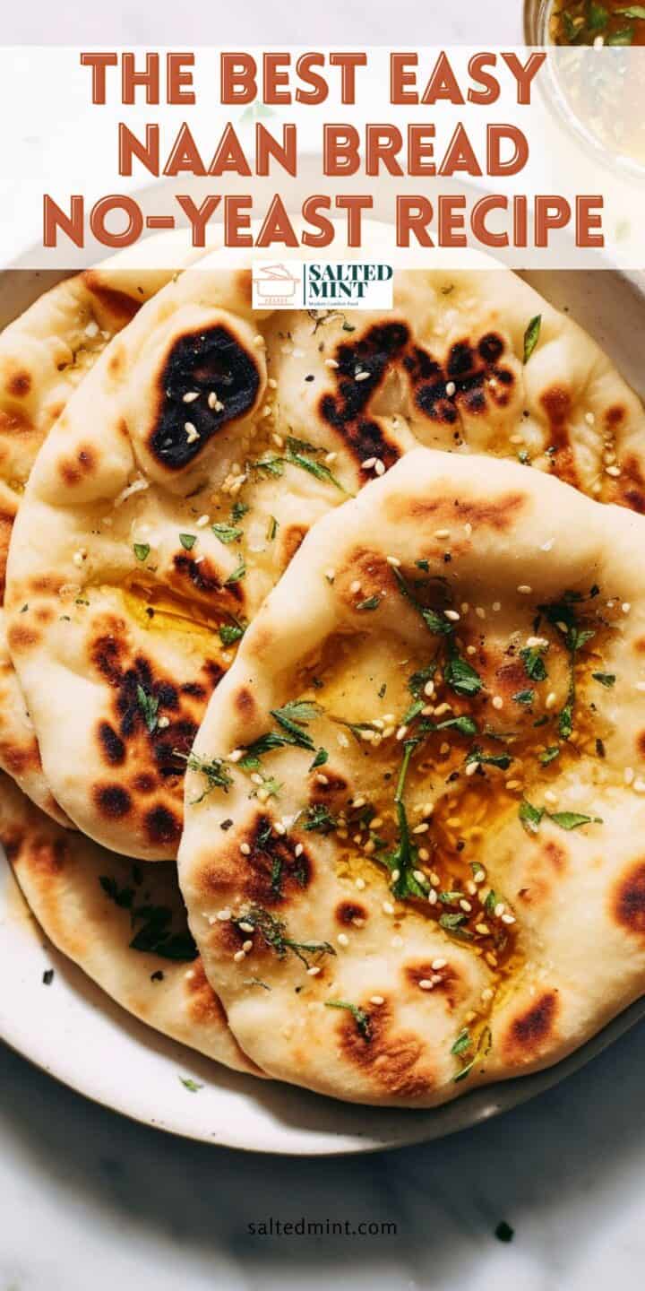 2 Ingredient naan bread on a white plate.