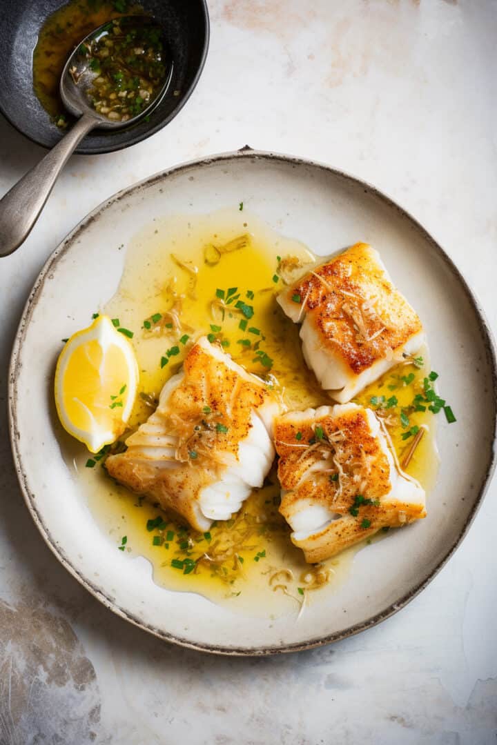 Easy Pan Fried Cod With Lemon Butter Sauce • Salted Mint