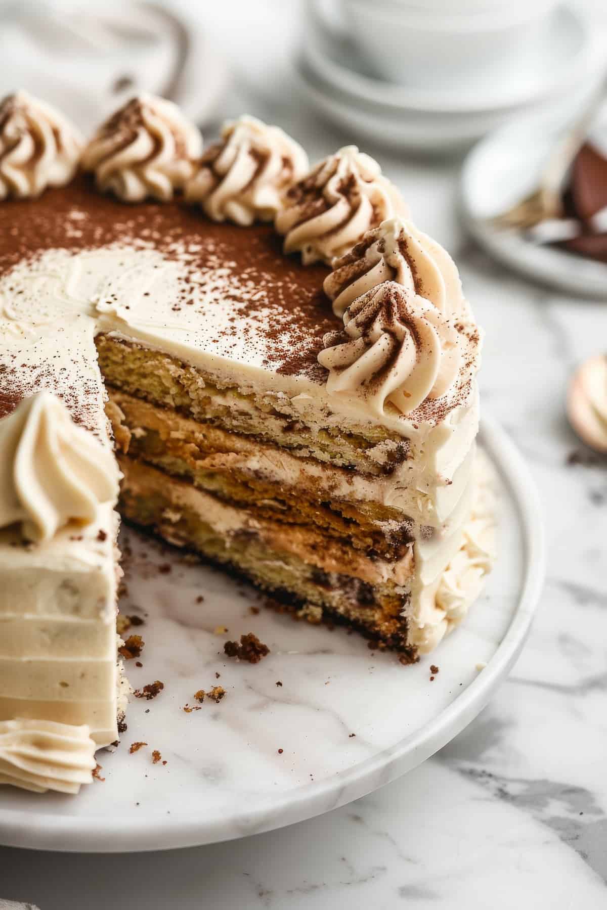 Incredibly Delicious Tiramisu Cake Topped With Zabaglione Cream